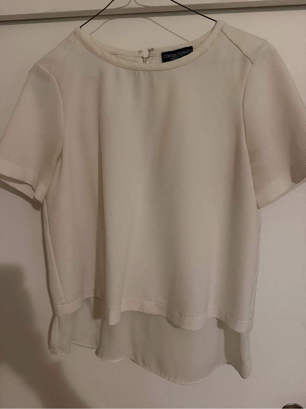 Cynthia Rowley White Layered Short-Sleeve Blouse